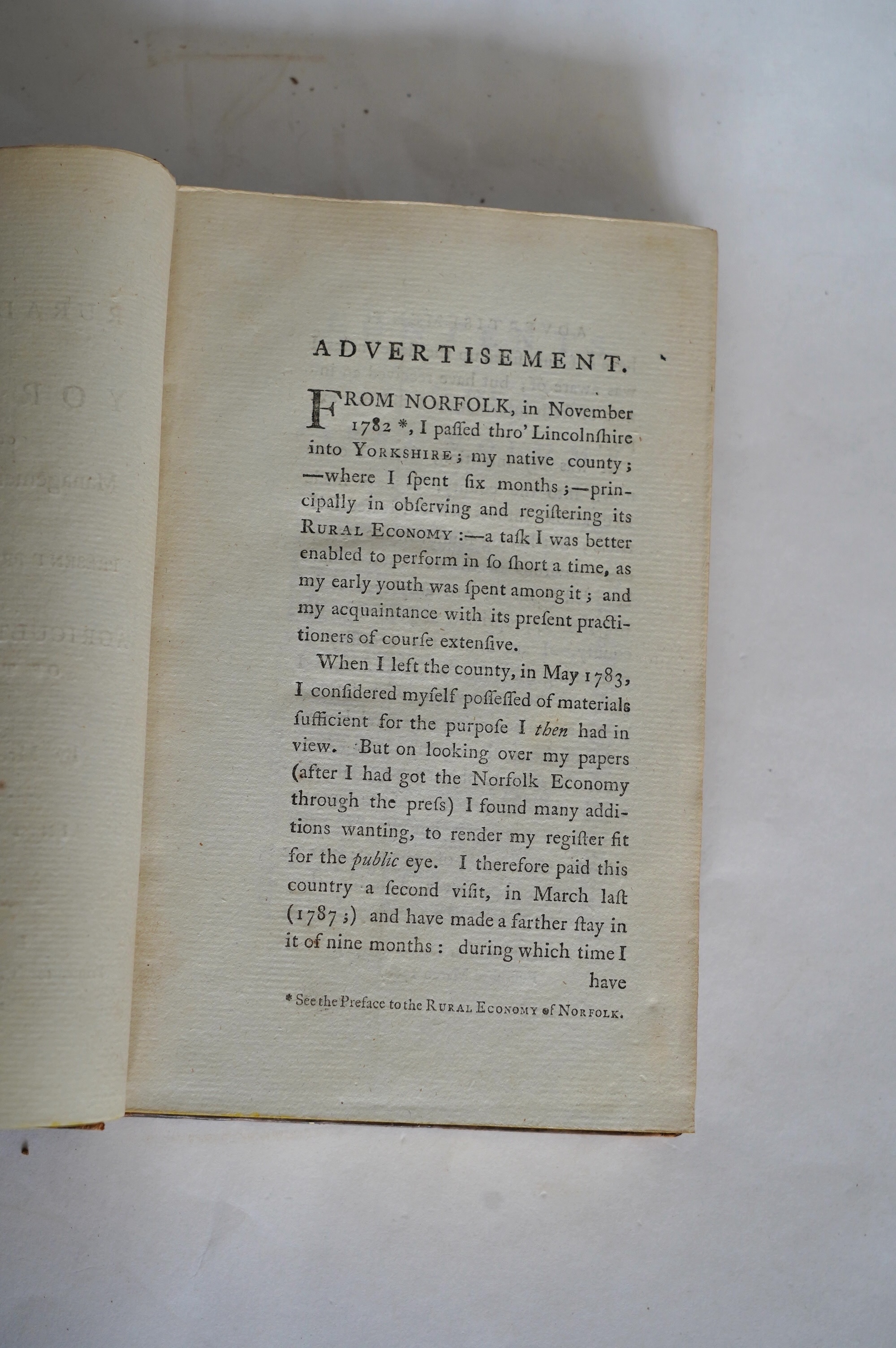 Marshall, William - The Rural Economy of Yorkshire ... 2 vols. 2 folded maps; contemp. tree calf. 1788; Holland, Henry - General View of the Agriculture of Cheshire ... a coloured folded map and 7 other plates (2 folded